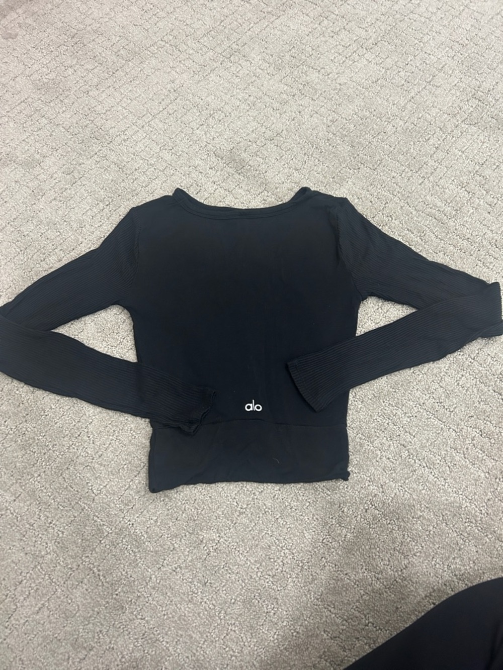 ALO Yoga Black Long Sleeve Ribbed Top